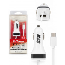 Автомобильное зарядное устройство USB AVS 1 порт + Type C UC-443 (2,4А)