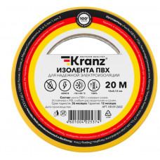 Изолента Kranz 15мм 20м желтая