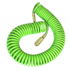 Шланг подкачки с быстр/р спиральный 10м 8х12мм полиуретановый PU + бронзовый б/с Зеленый купить