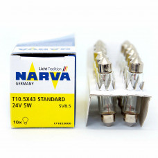 Лампа NARVA C5W 5x43 24V- 5W (SV8,5-8) купить