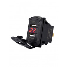 Заглушка врезная квадратная 2 USB + Вольтметр 12-24V купить