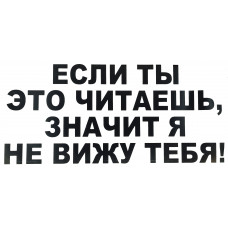 Наклейка №165 "Если ты это читаешь, значит я тебя не вижу" 230х500мм чёрный купить