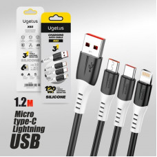 Кабель USB X83 3in1 Micro/Type-C/Lightning (Черный) купить