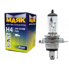 Лампа МАЯК H4 24V 75/70W P43T /10/100/400