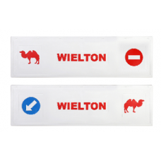 Брызговики длинномер 1200х350мм из 2-х частей (белая резина) WIELTON (стрелка+верблюд) красный купить