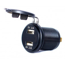 Вольтметр врезной круглый 2 USB 12V-24V 4.2A купить