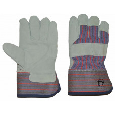 Перчатки спилковые комбинированные, серый/синий/красный купить