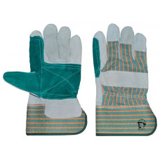Перчатки спилковые комбинированные, усиленные, серый/зеленый купить