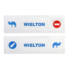 Брызговики длинномер 1200х350мм из 2-х частей (белая резина) WIELTON (стрелка+верблюд) синий купить